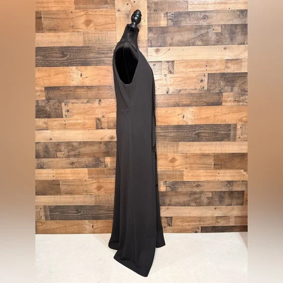NEW NWT SLNY Women's Black Cocktail Dress Ruffled Floor Length Size 14 - Picture 3 of 5